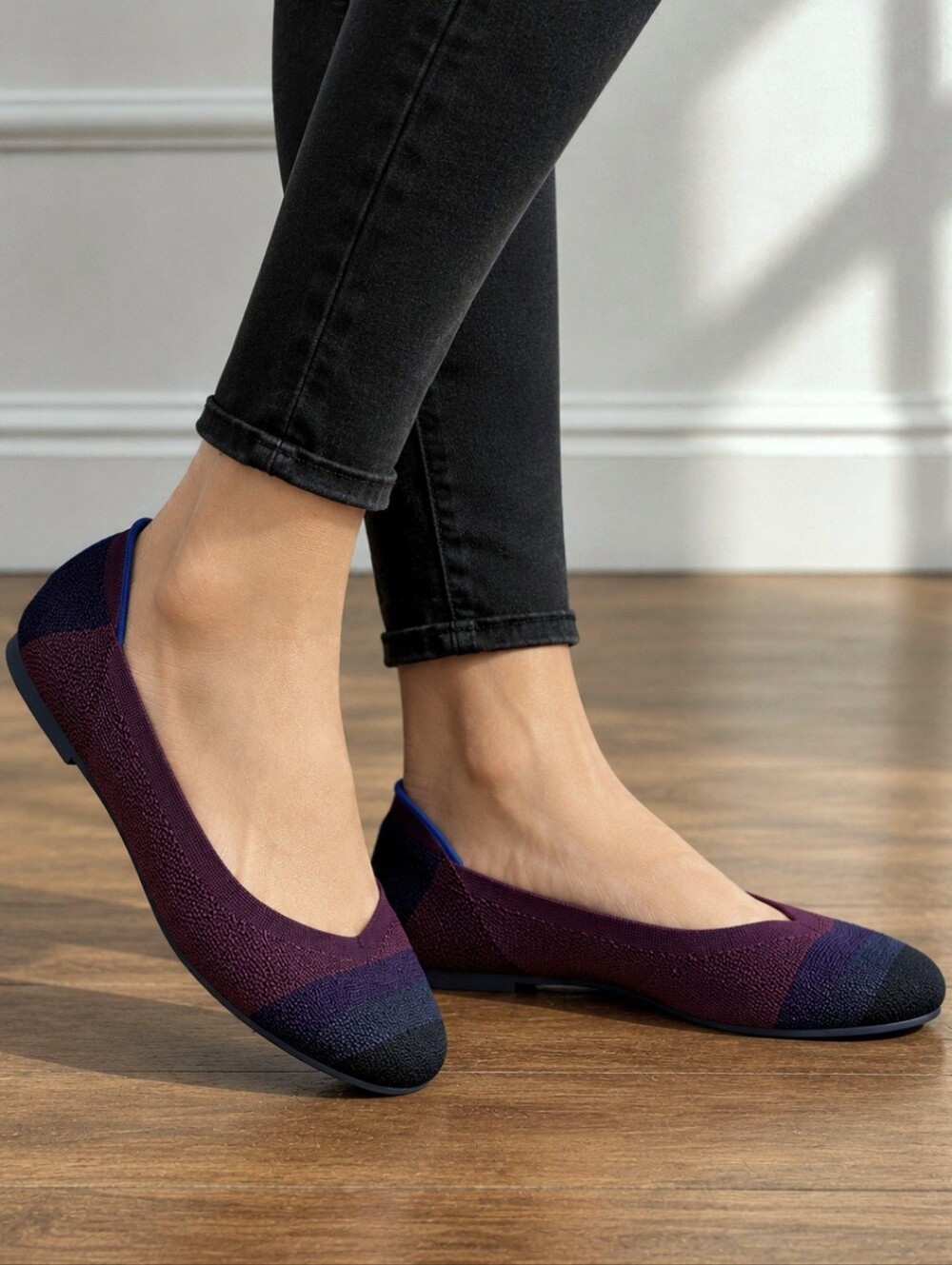 Rothy's Blackberry Captoe Y2K Minimalist Revival Knit Comfort Ballet Flats 8.5M